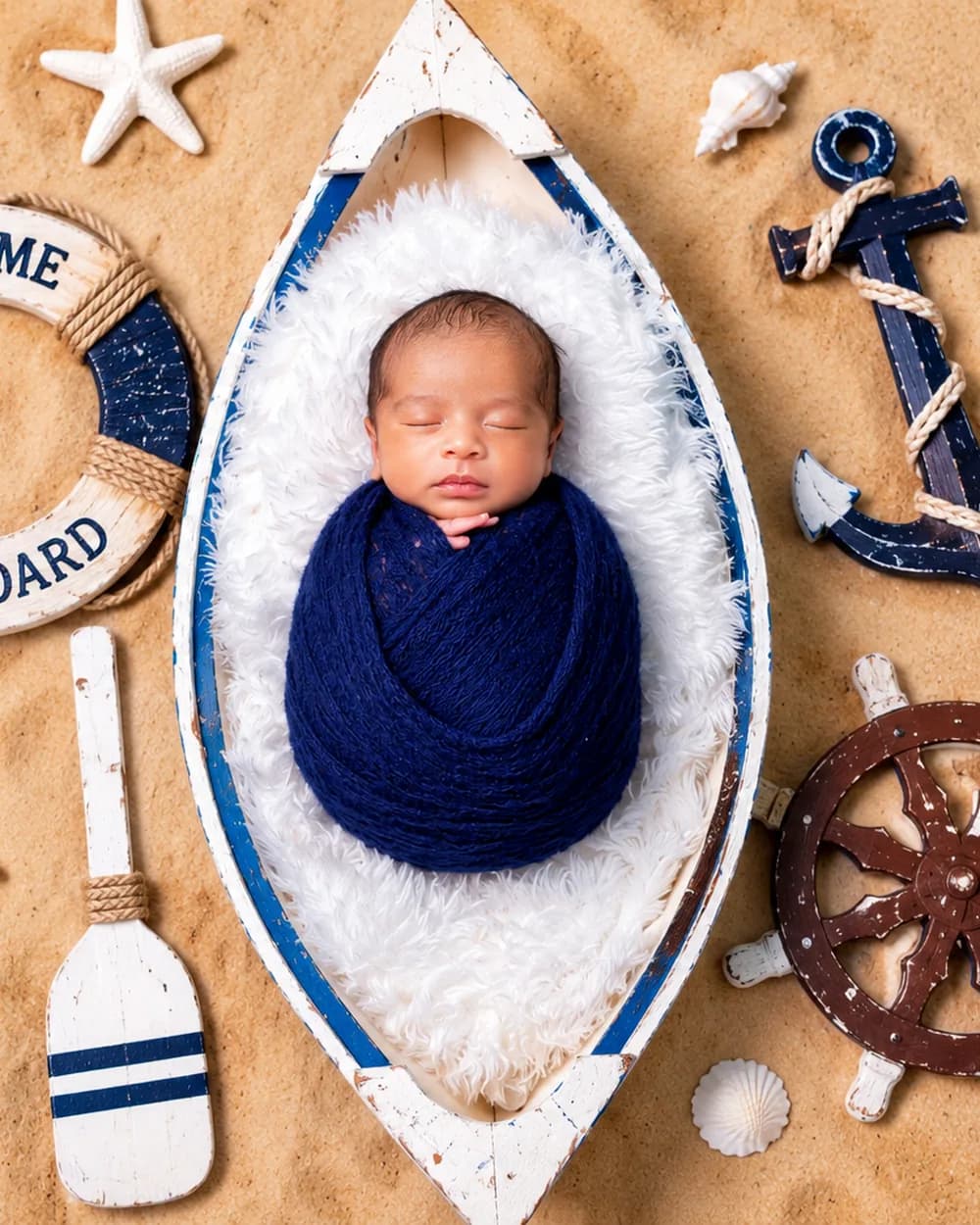 Little Sailor newborn photoshoot theme
