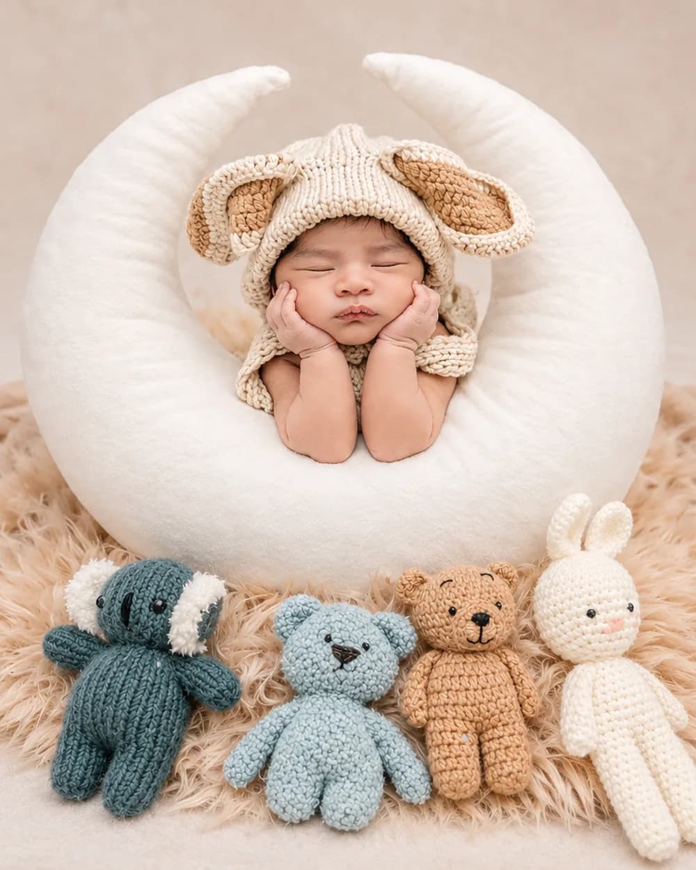 Moon & Teddies newborn photoshoot theme