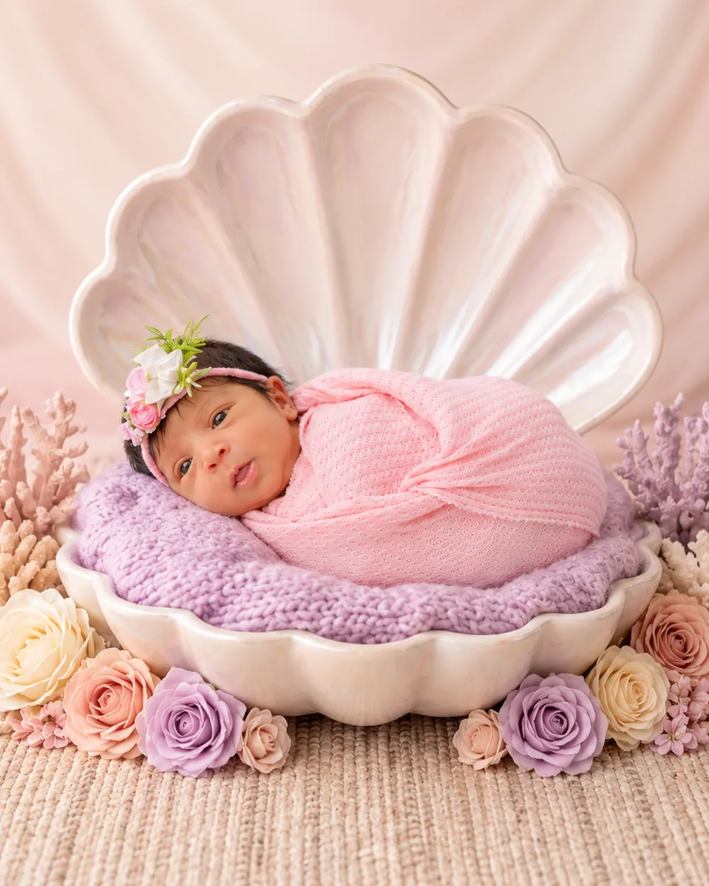 Seashell Princess newborn photoshoot theme