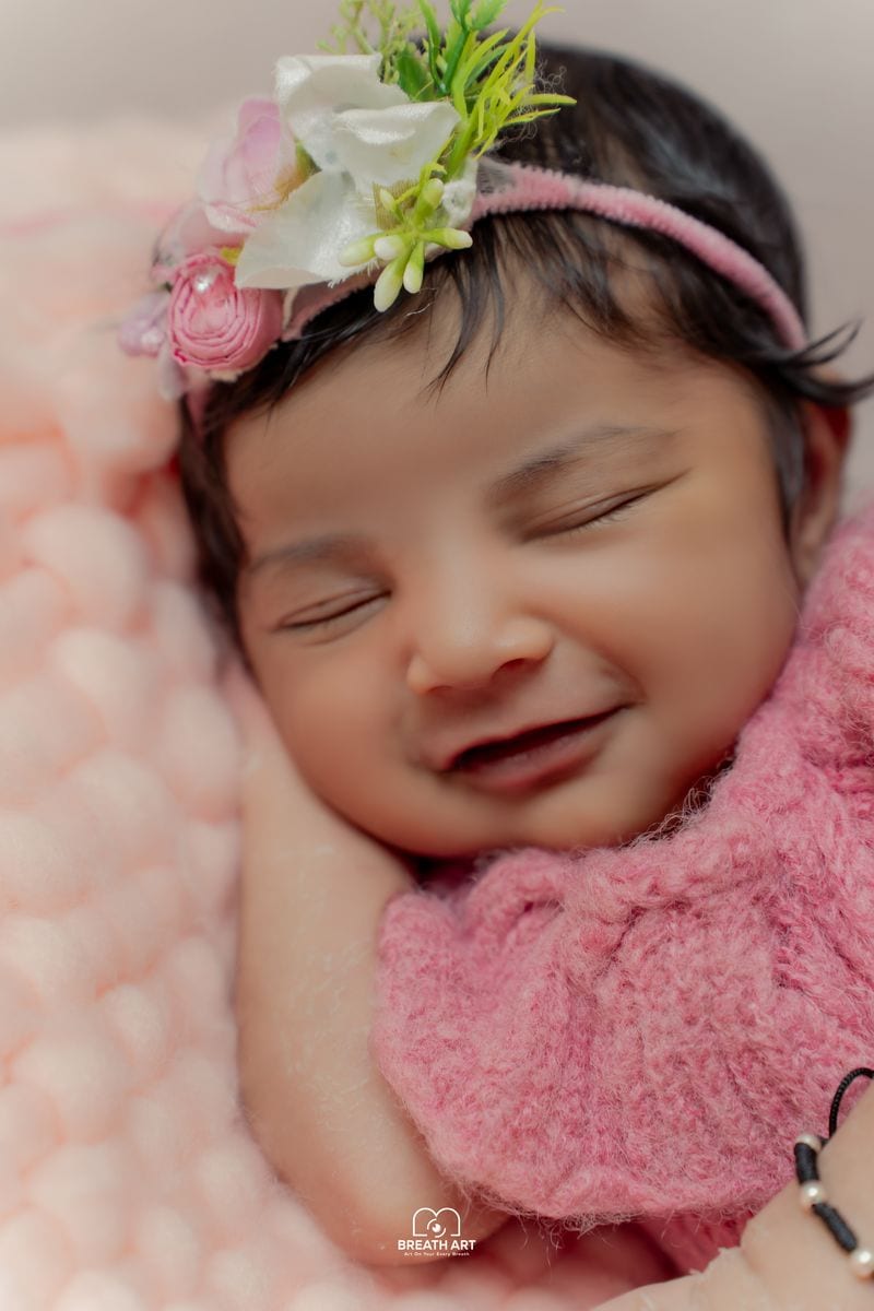 Floral princess newborn photoshoot with flower headband