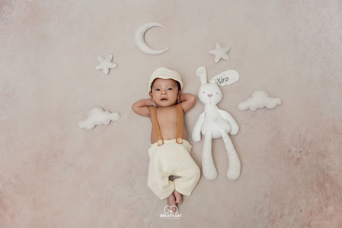 Moon and stars newborn photoshoot theme in Dubai